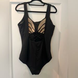 Calia Black Crisscross Back One Piece Swimsuit Size 14